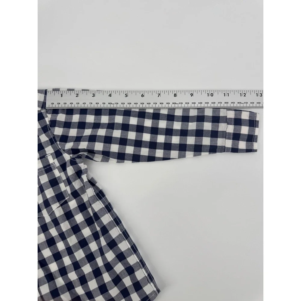 Carters Toddler Boys Navy Gingham Button Down Shirt Dinosaur 3T Long Sleeve